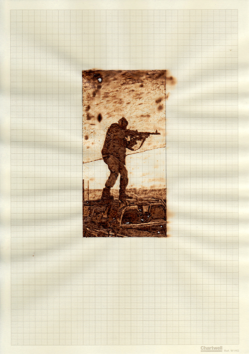 Fire and Forget, graphite and burned graph paper, 29.7cm x 21cm , 2014