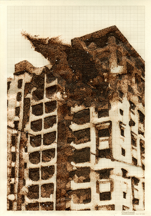 Fire and Forget, graphite and burned graph paper, 29.7cm x 21cm , 2014