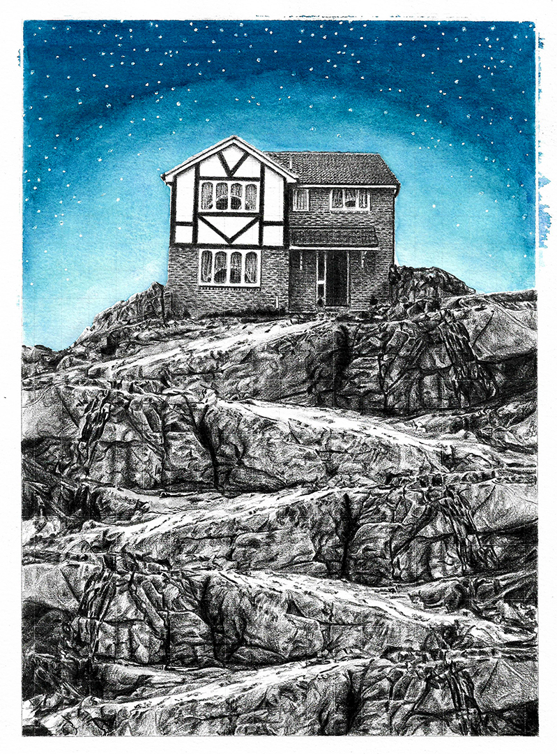 Fortress, mixed media on paper, 28cm x 21cm, 2017