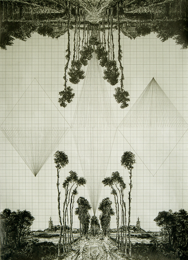 Fruit of the Pleroma (after Hobbema), graphite on graph paper, 39.9cm x 28.8cm, 2011