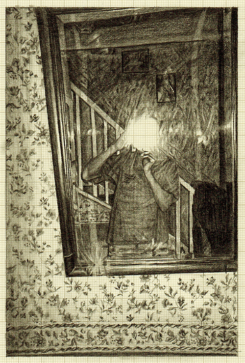 Let Thy Brother Receive The Light, graphite on graph paper, 15.6cm x 10.6cm, 2014