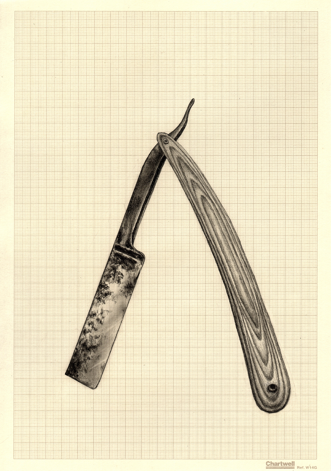 Occam's Rusty Razor, graphite on graph paper, 29.7cm x 21cm, 2015