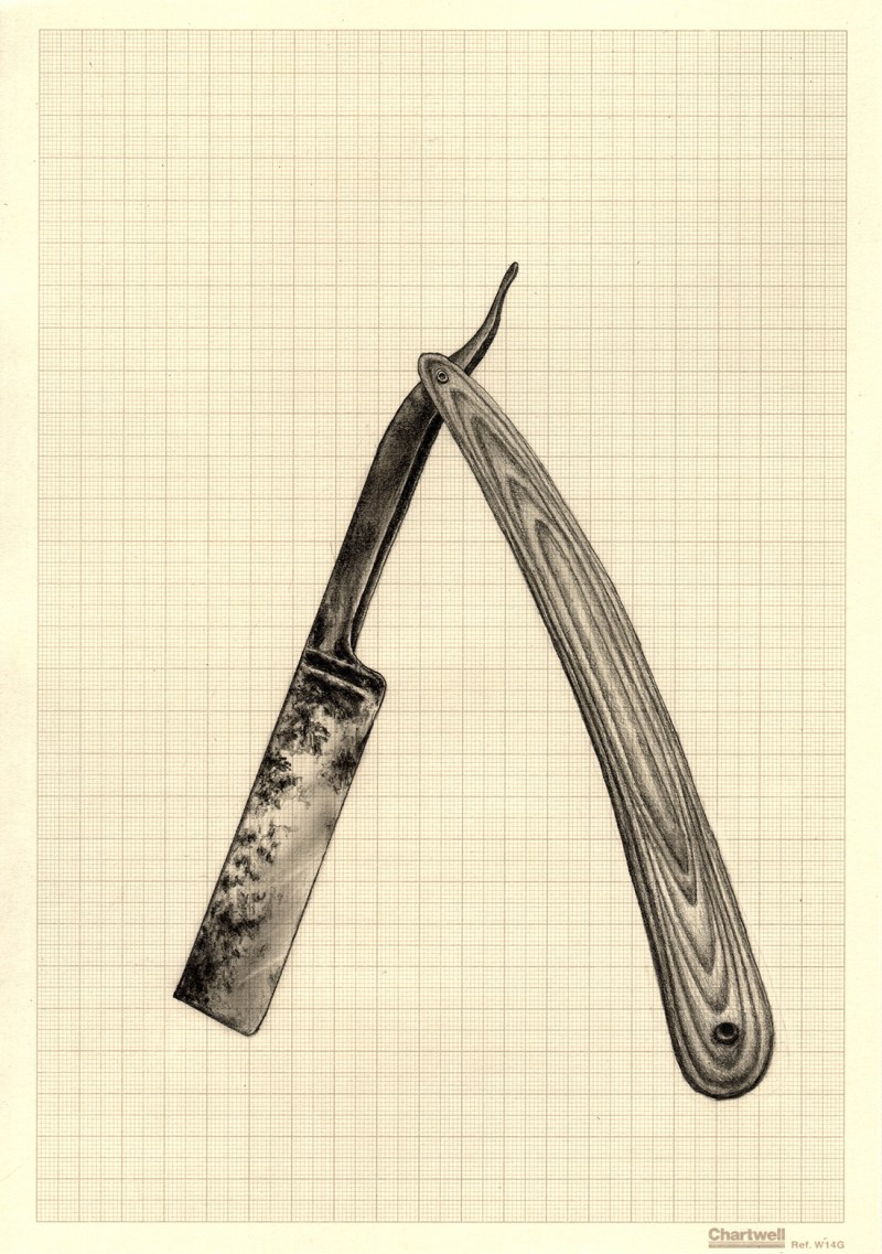 Occam's Rusty Razor, graphite on graph paper, 29.7cm x 21cm, 2015