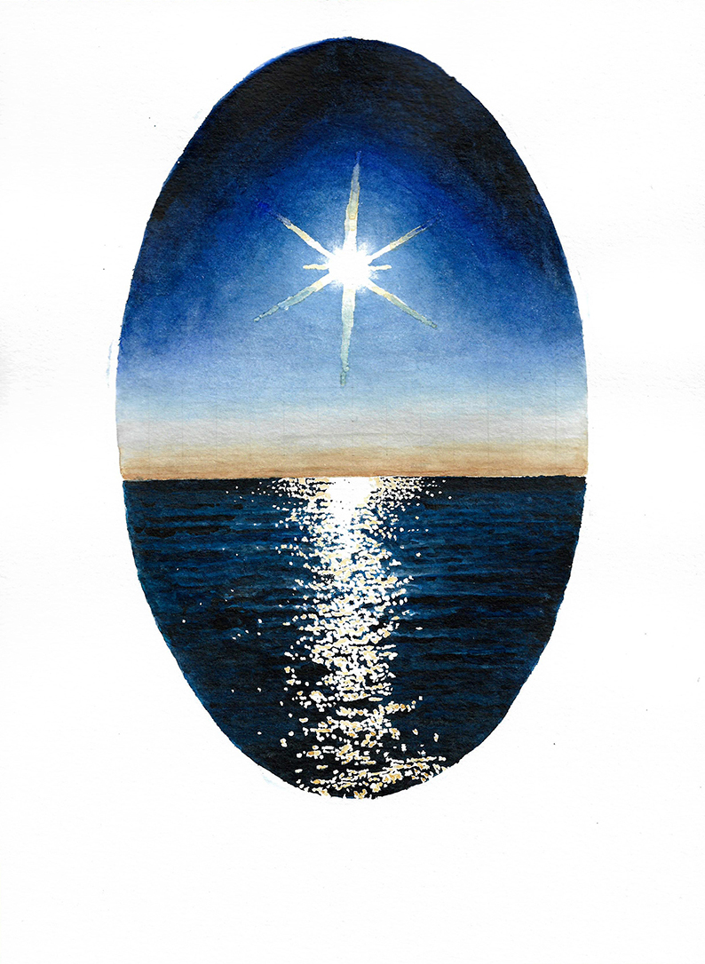 The Philosophic Egg, watercolour on paper, 28cm x 21cm, 2017