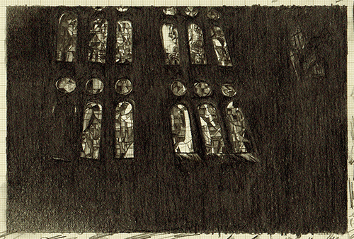 Theurgic Fiddle, graphite on graph paper, 10.6cm x 15.6cm, 2014