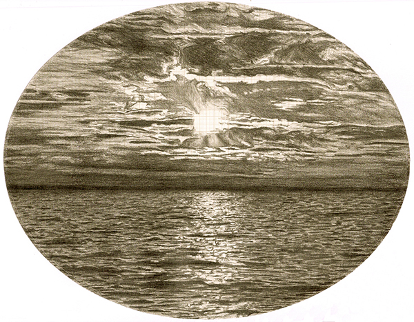 Walk on Water, graphite on graph paper, 21cm x 27cm, 2010