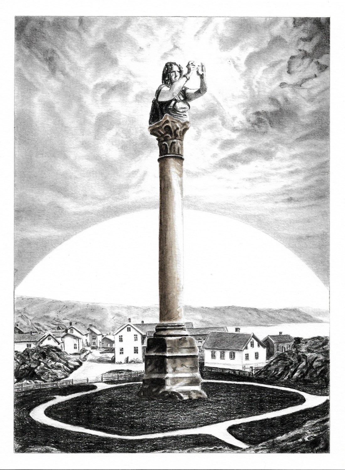 After The Ritual, graphite, black pencil and watercolour on paper, 28cm x 21cm, 2018