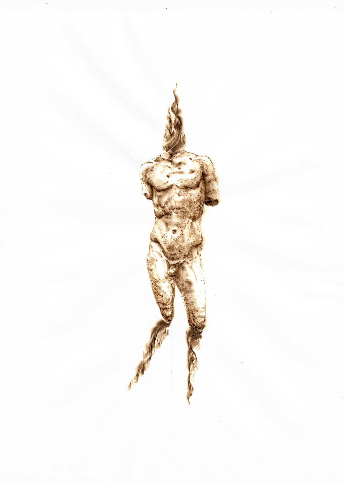 The Operation Begins And Ends With Fire, graphite and burnt paper, 28.4cm x 21cm, 2018